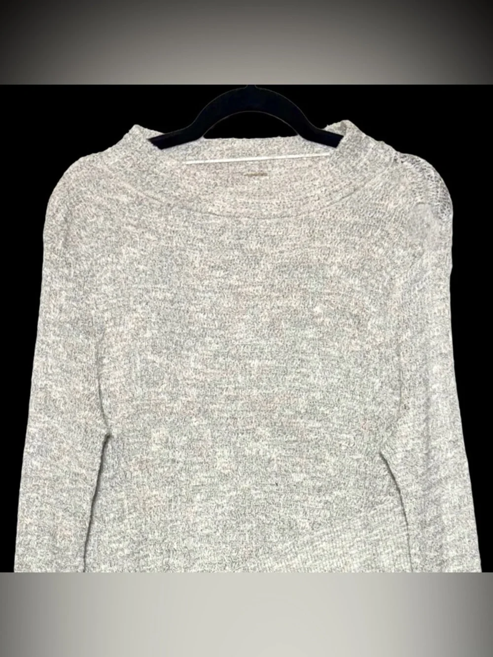 Free People X Revolve Gray Crossover Hem Mock Neck Sweater, Relaxed Fit, Medium